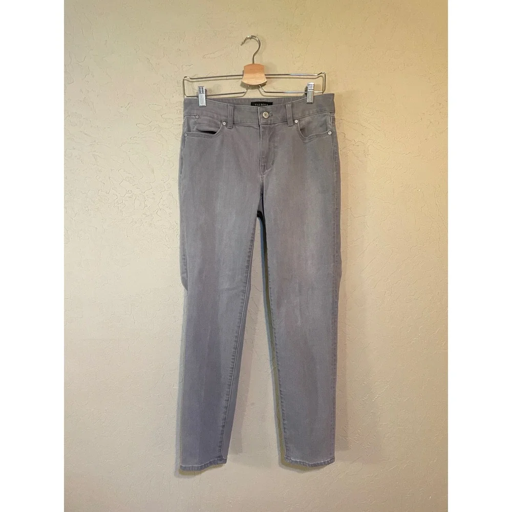 Talbots Flawless Five-Pocket Boyfriend Jeans Grey‎ Mid Rise Size 4 Stretch Denim